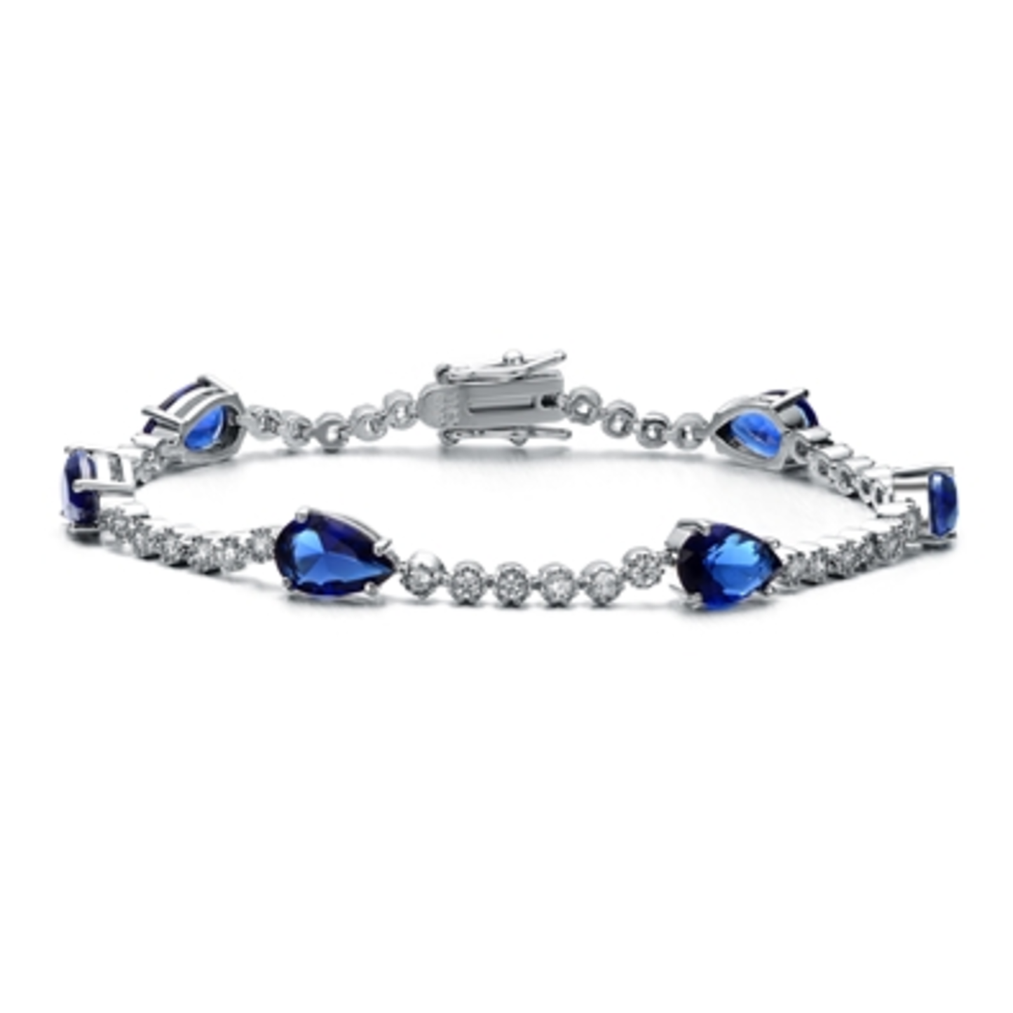 CZ BLUE TENNIS BRACELET, BLUE, 7"