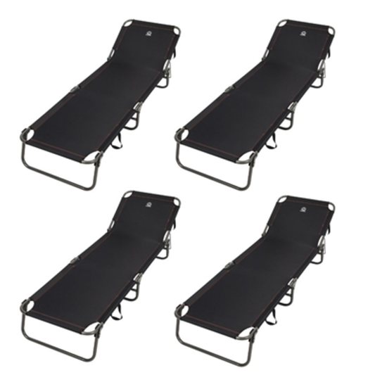 4 PACK LOUNGER COT SET, BLACK, 4 PIECES