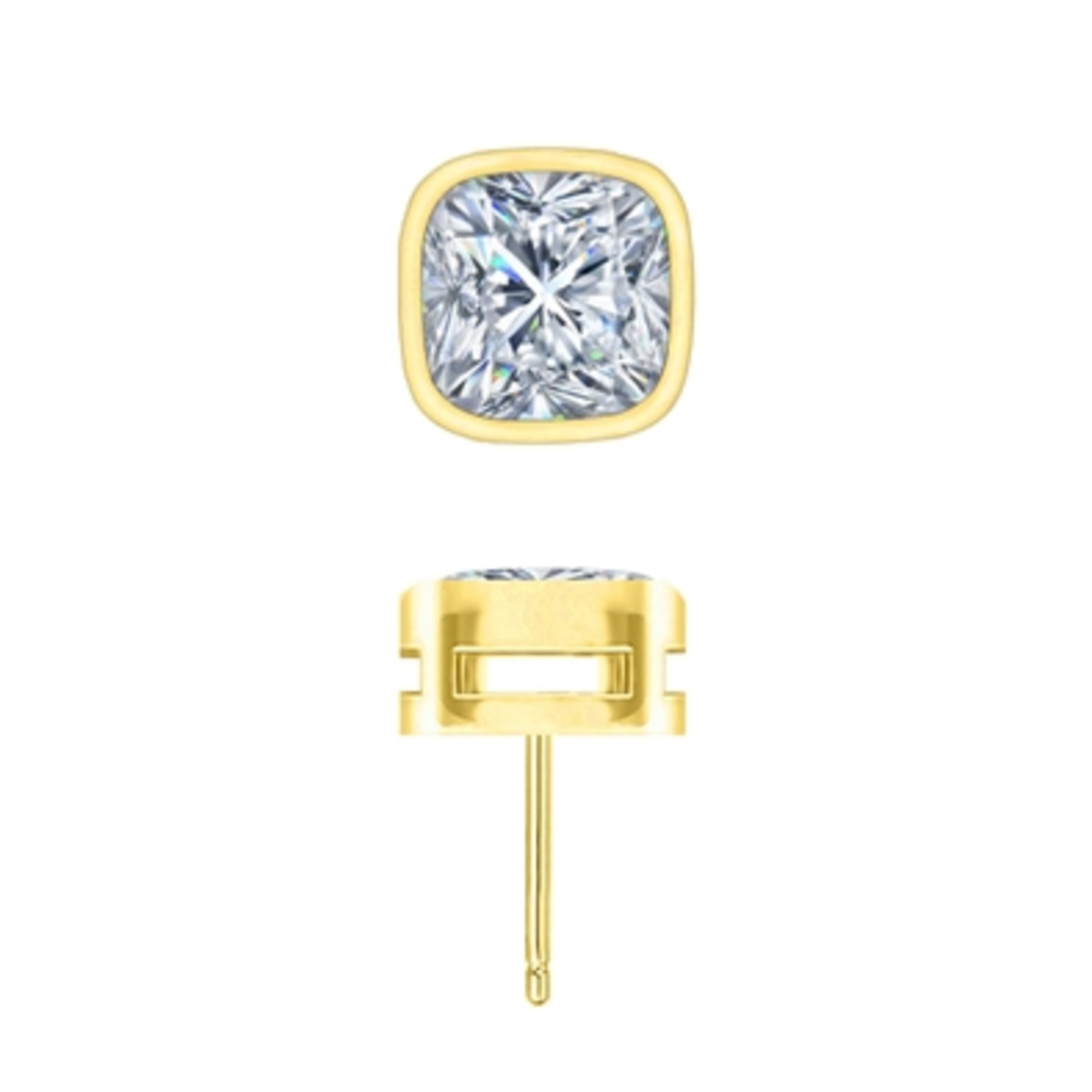 14K YELLOW GOLD SQUARE STUD EARRINGS, GOLD