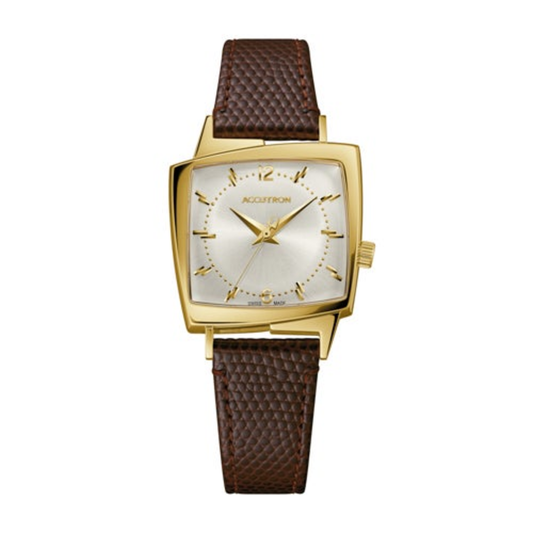 UNISEX LEGACY AUTOMATIC 521 BROWN LIZARD LEATHER STRAP WATCH SILVER DIAL