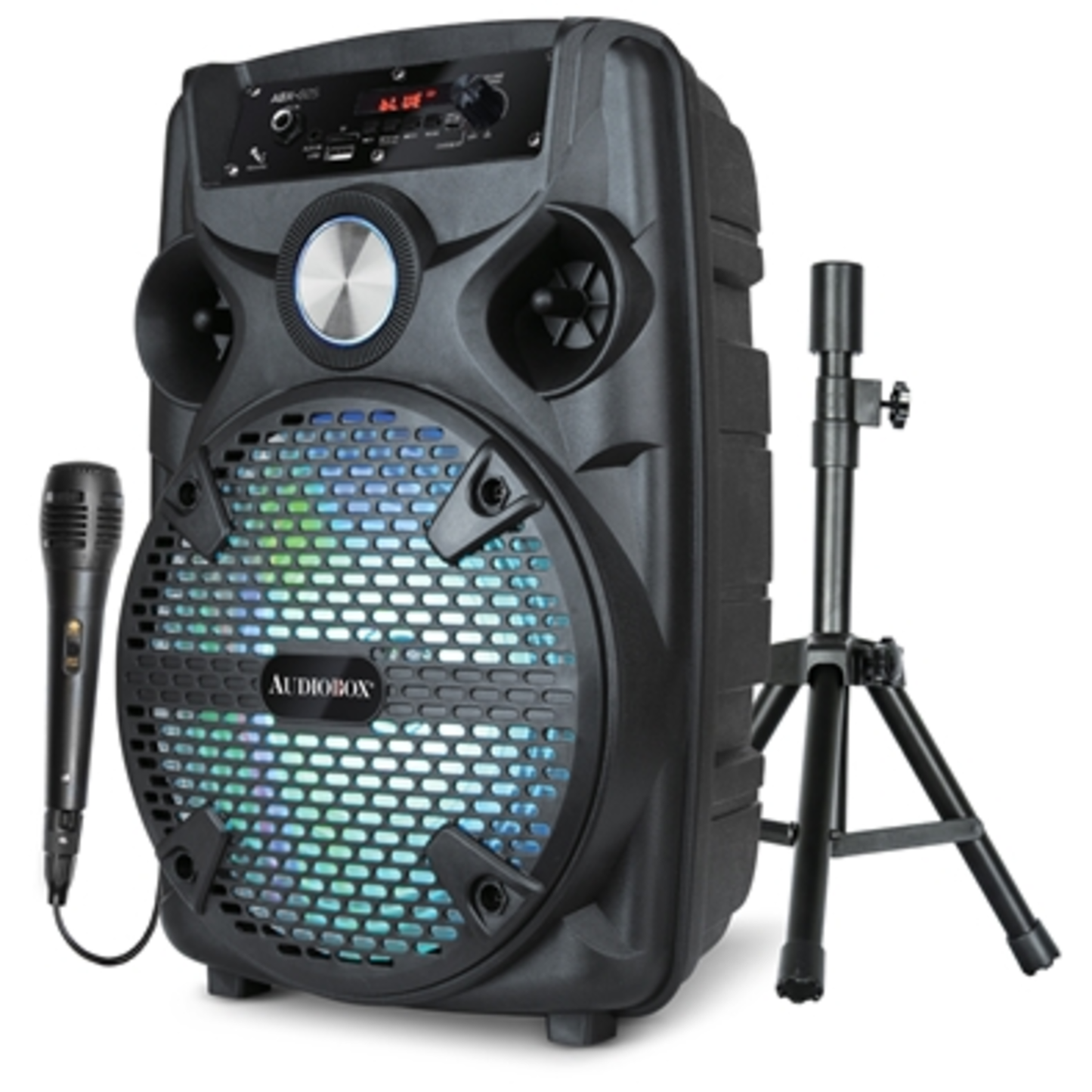 RECHARGEABLE SPEAKER W/STAND AND MIC, 8"