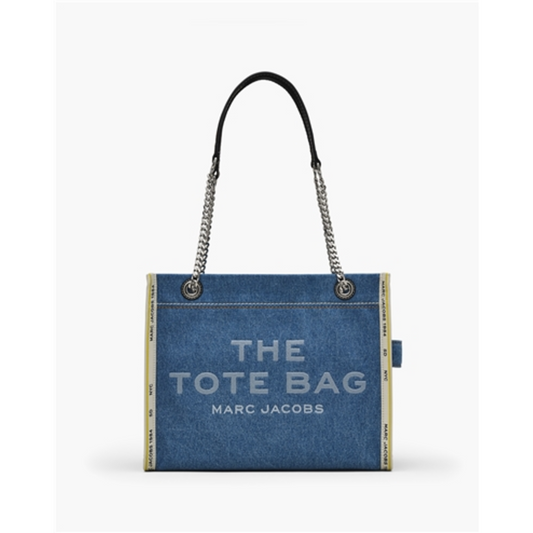 THE DENIM CHAIN MEDIUM TOTE BAG, LIGHT WASH