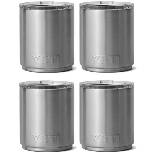 YETI RAMBLER 10 OZ. STACKABLE LOWBALL WITH MAGSLIDER LID - STAINLESS STEEL (4-PACK)