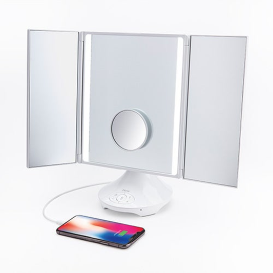 REFLECT TRIFOLD VANITY MIRROR W/ BT SPEAKER & USB CHARGING