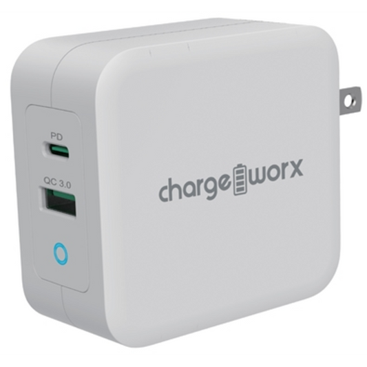 DUAL PORT A AND C PD WALL CHARGER, WHITE