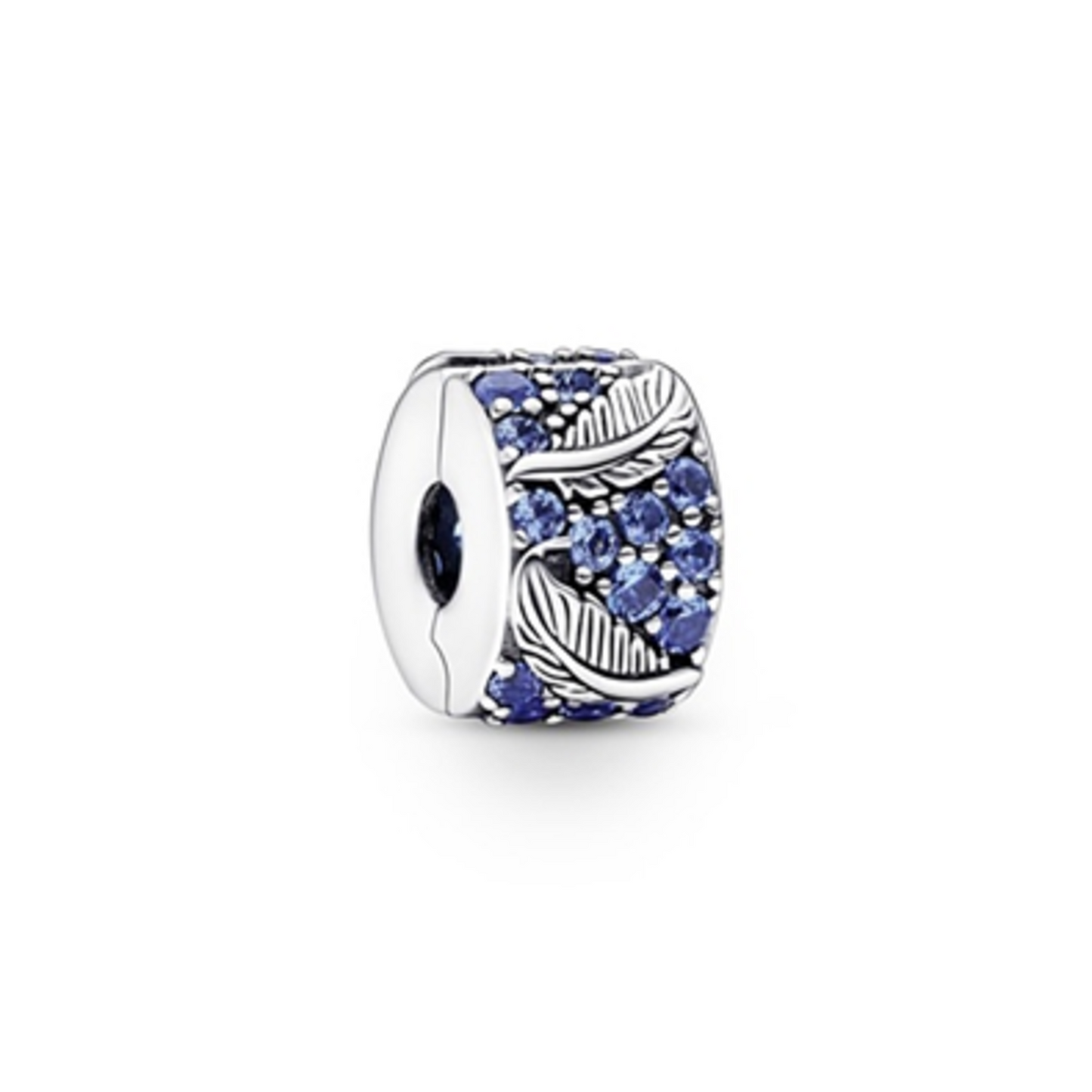 CURVED FEATHER  AND  PAVÉ CLIP CHARM, BLUE