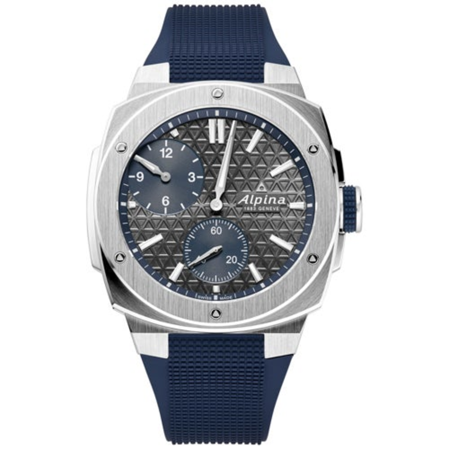 MEN'S ALPINER EXTREME REGULATOR AUTOMATIC NAVY RUBBER STRAP WATCH, GRAY DIAL