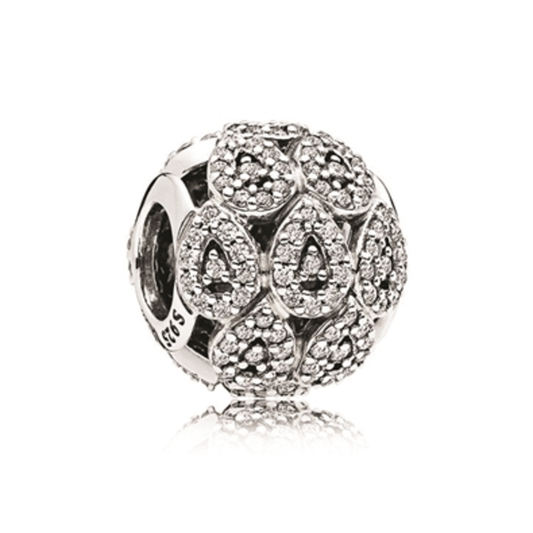 CASCADING GLAMOUR CHARM, CZ, STERLING SILVER CLEAR CZ