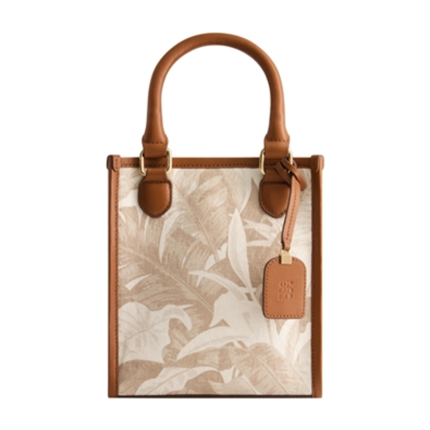 LEATHER TRIM FLORAL NORTH SOUTH TOTE, MULTI, 9"