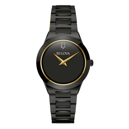 LADIES MILLENNIA BLACK ION-PLATED STAINLESS STEEL WATCH BLACK DIAL
