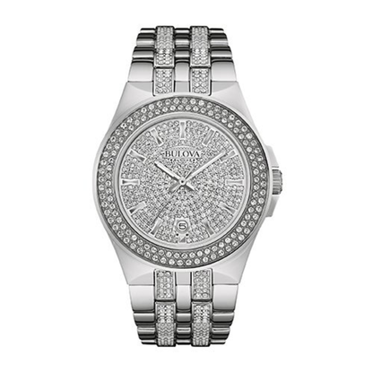 MEN'S PHANTOM CRYSTAL SILVER-TONE STAINLESS STEEL WATCH, CRYSTAL DIAL