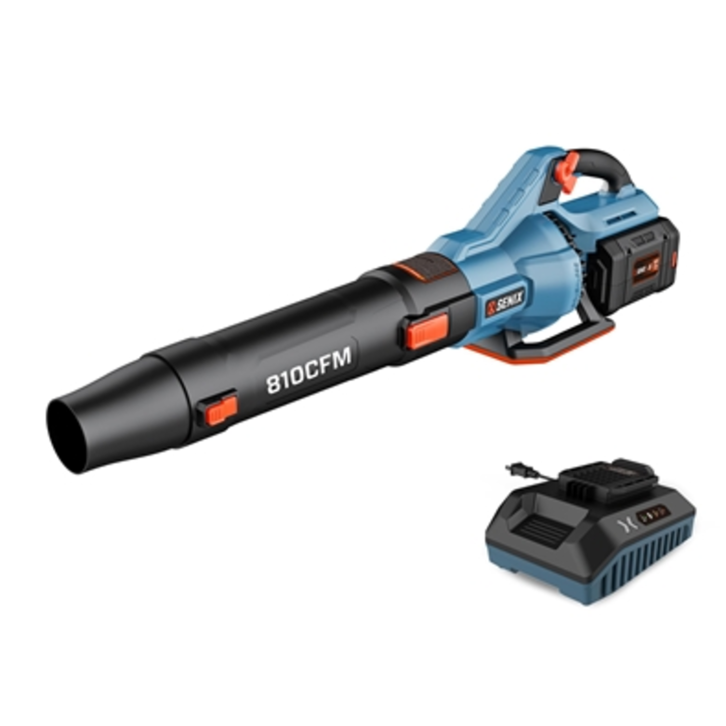60V LEAF BLOWER W/ BATTERY AND CHARGER, BLUE, 810CFM