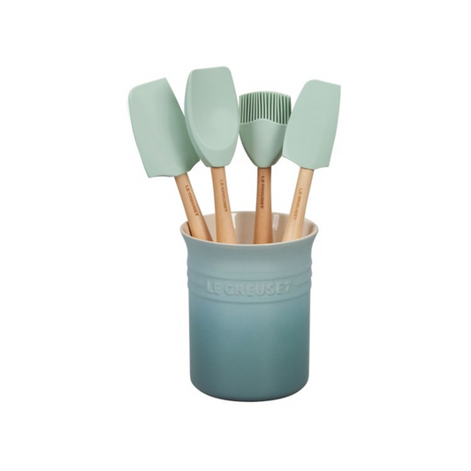 LE CREUSET CRAFT SERIES 5PC UTENSIL SET WITH CROCK - SEA SALT