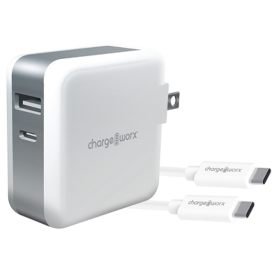 C TO C CABLE W/ WALL CHARGER, WHITE, 6'