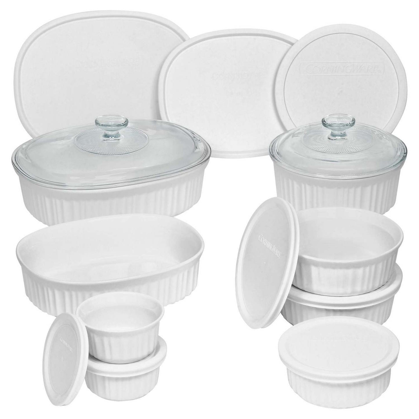 FRENCH WHITE 18PC ROUND & OVAL BAKEWARE SET