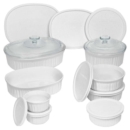 FRENCH WHITE 18PC ROUND & OVAL BAKEWARE SET